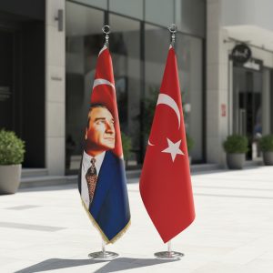 Makam Bayrağı logolu Gold Direkli