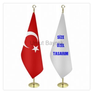 İkili Makam Bayrağı Seti Gold direkli