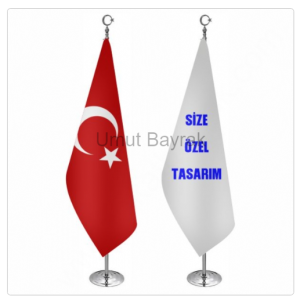 İkili Makam Bayrağı Seti Krom direkli