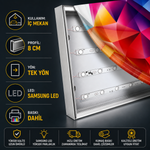 100x140 cm 8cm İç Mekan Lightbox